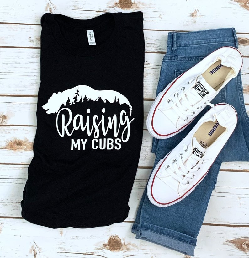 raising my cubs shirt etsy and a pants and white sneakers beside it