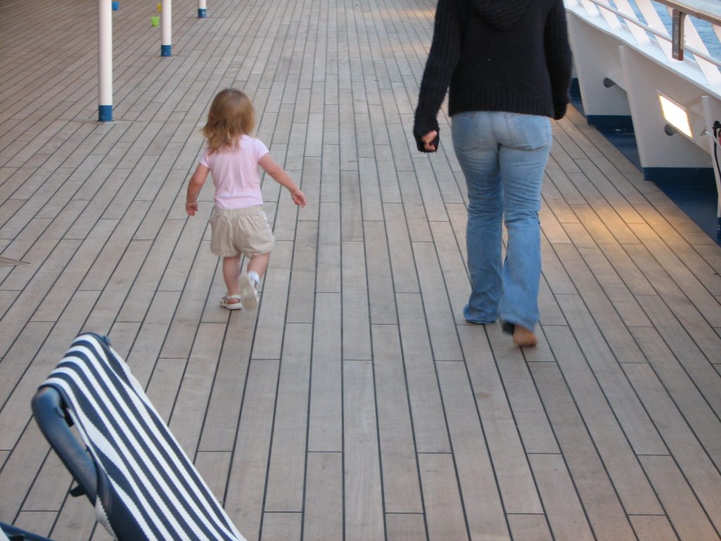 walking on cruise deck with a toddler.