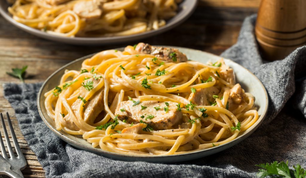 homemade chicken spaghetti on a plate